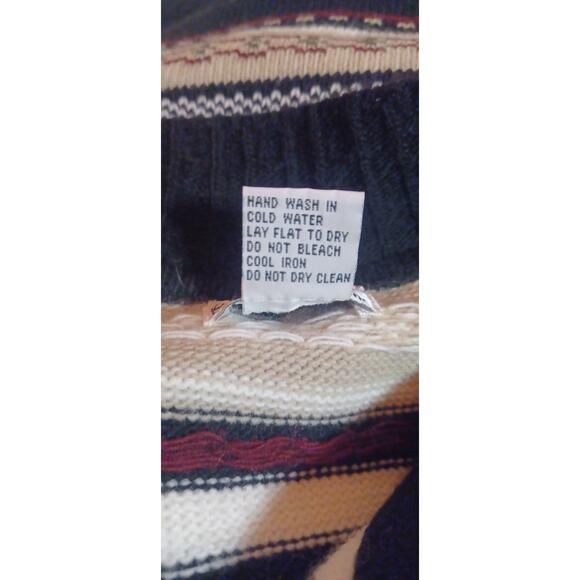 VTG KB Collections Women's Medium Fair Isle Sweater Vest Black & Tan Nordic Knit - Picture 6 of 6